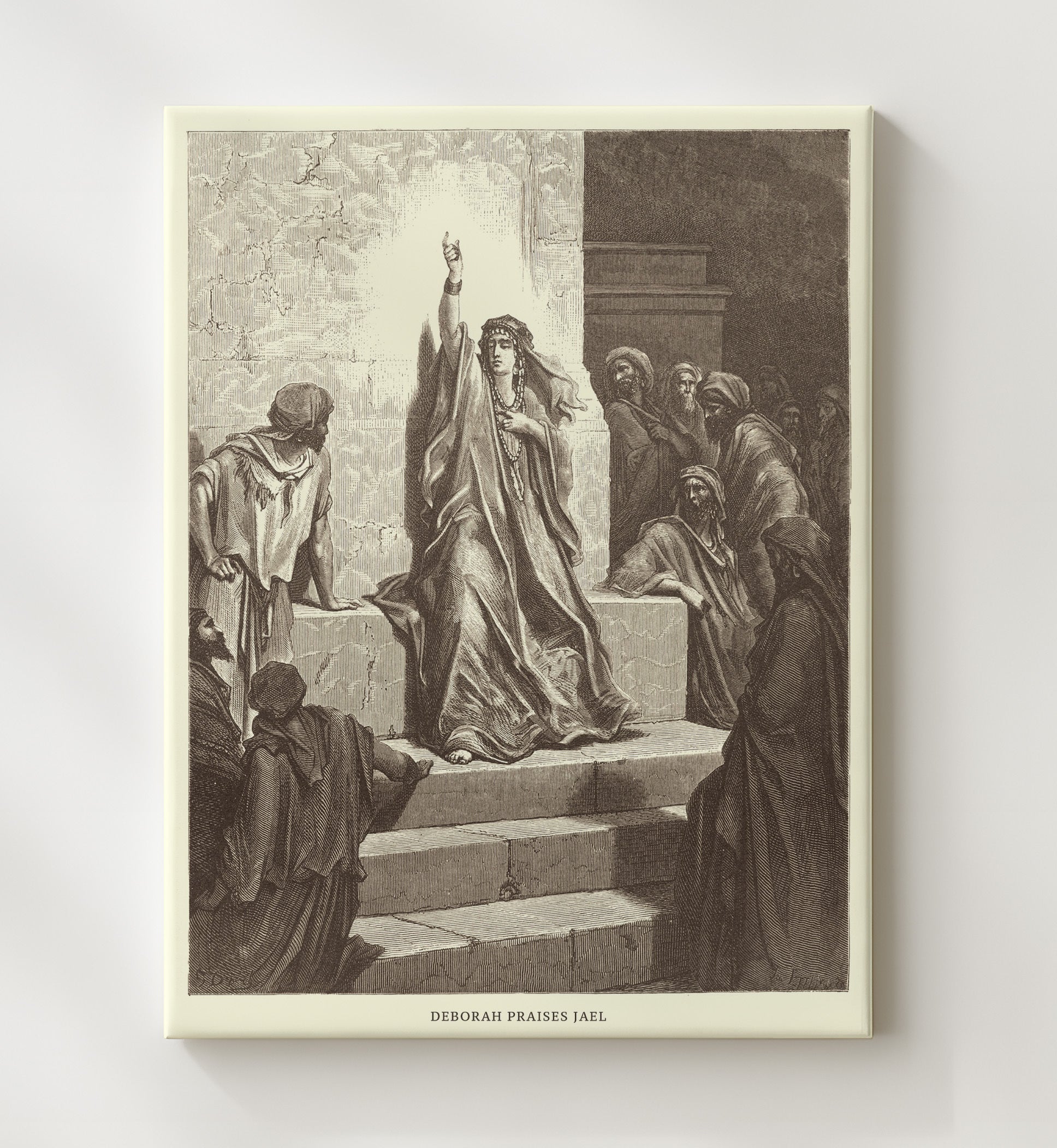 Deborah Praises Jael Judges 5:24-27 Dore Bible Illustration Wall Art 20x24 Canvas wall art print