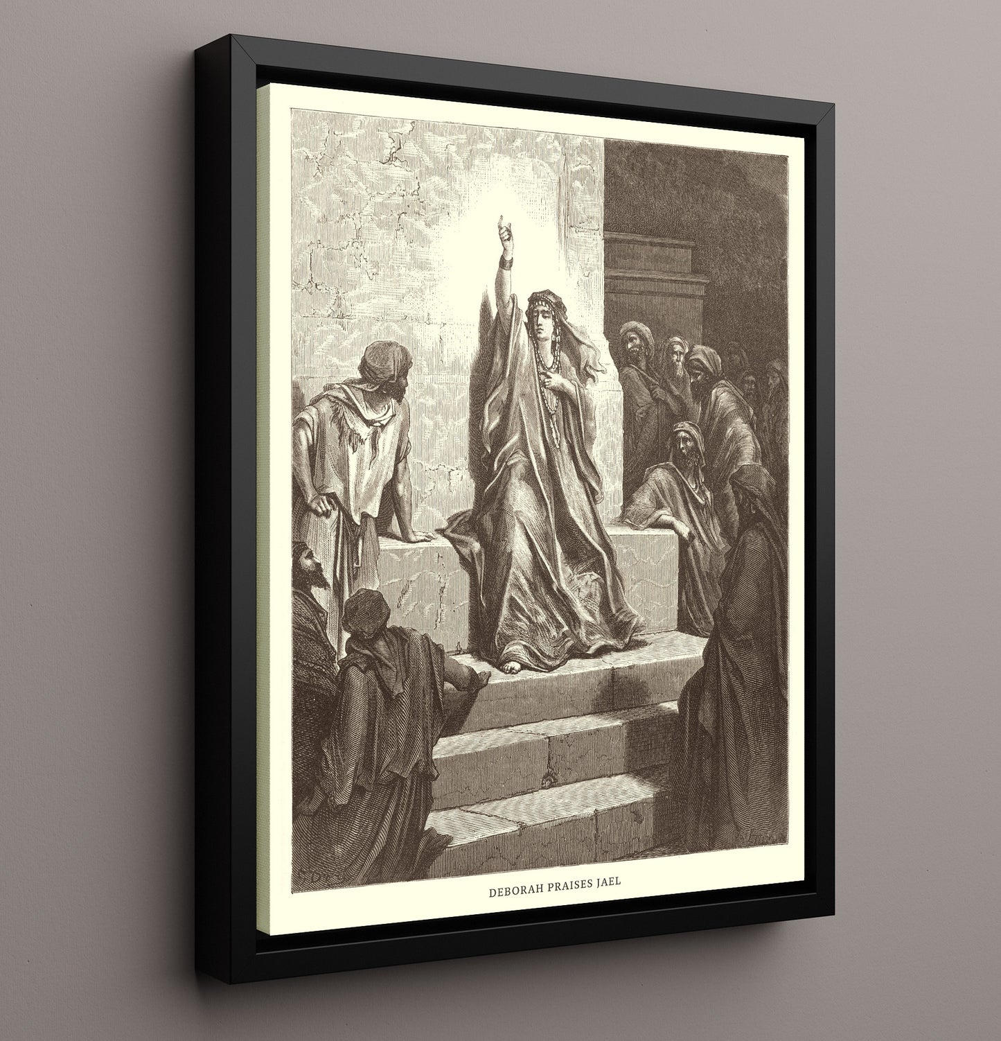 Deborah Praises Jael Judges 5:24-27 Dore Bible Illustration Wall Art 16x20 Framed Canvas wall art print