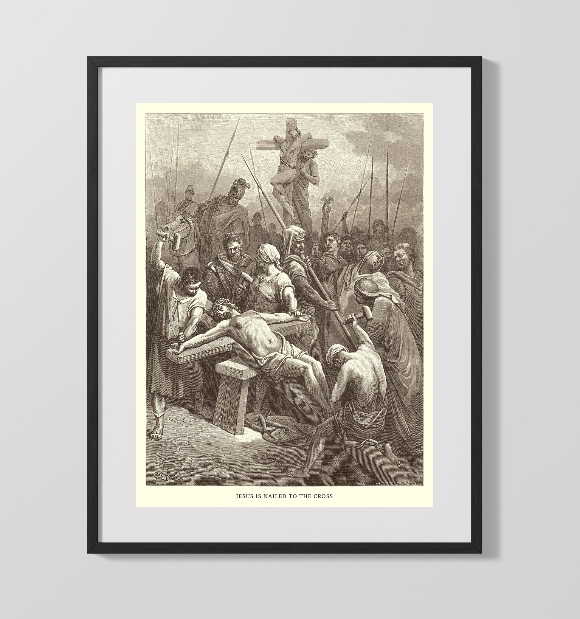 Disciples Mourn Over the Dead Jesus John 19:38-42 Dore Bible Illustration Wall Art 16x20 Gallery Frame wall art print
