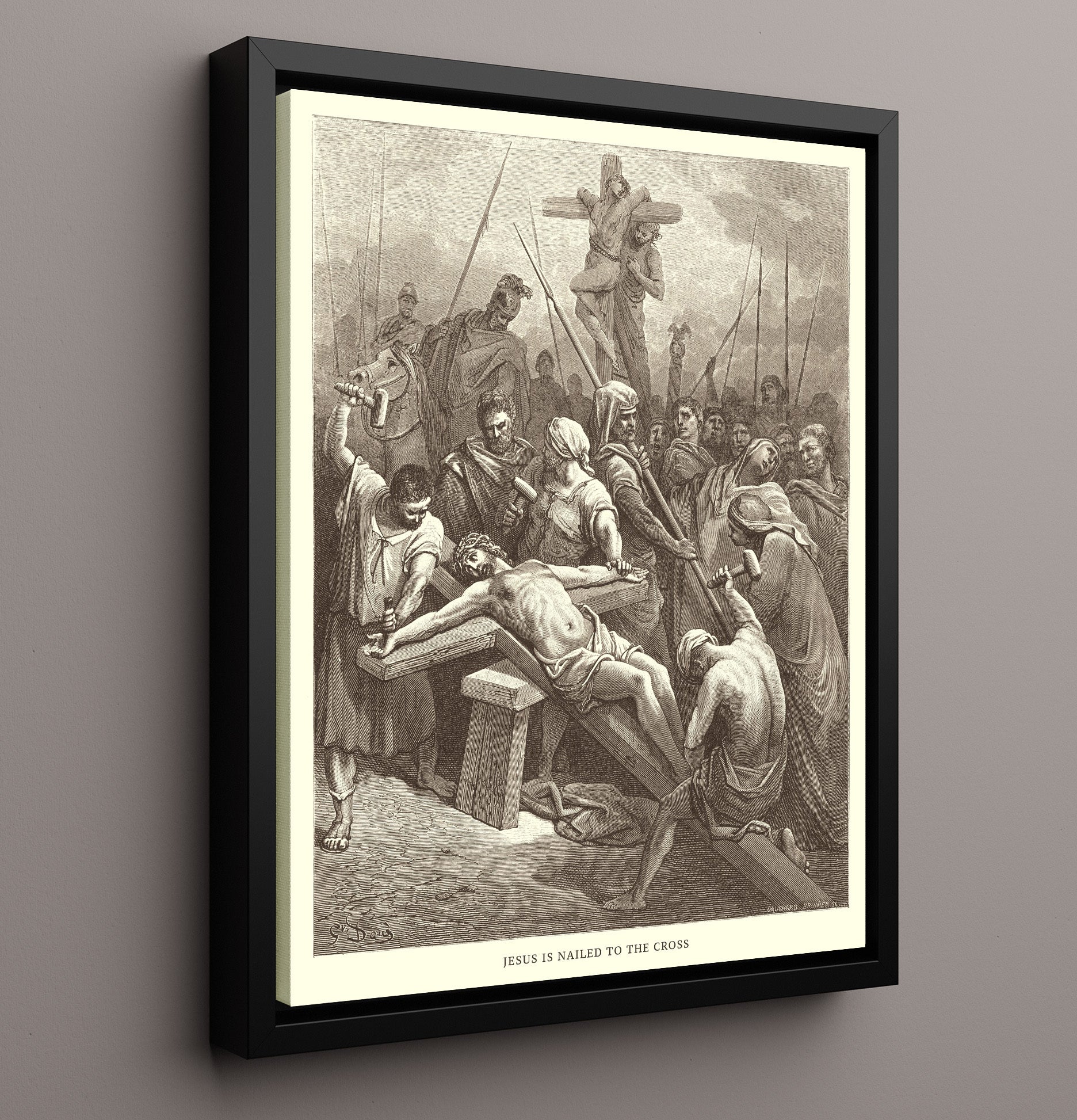 Disciples Mourn Over the Dead Jesus John 19:38-42 Dore Bible Illustration Wall Art 16x20 Framed Canvas wall art print