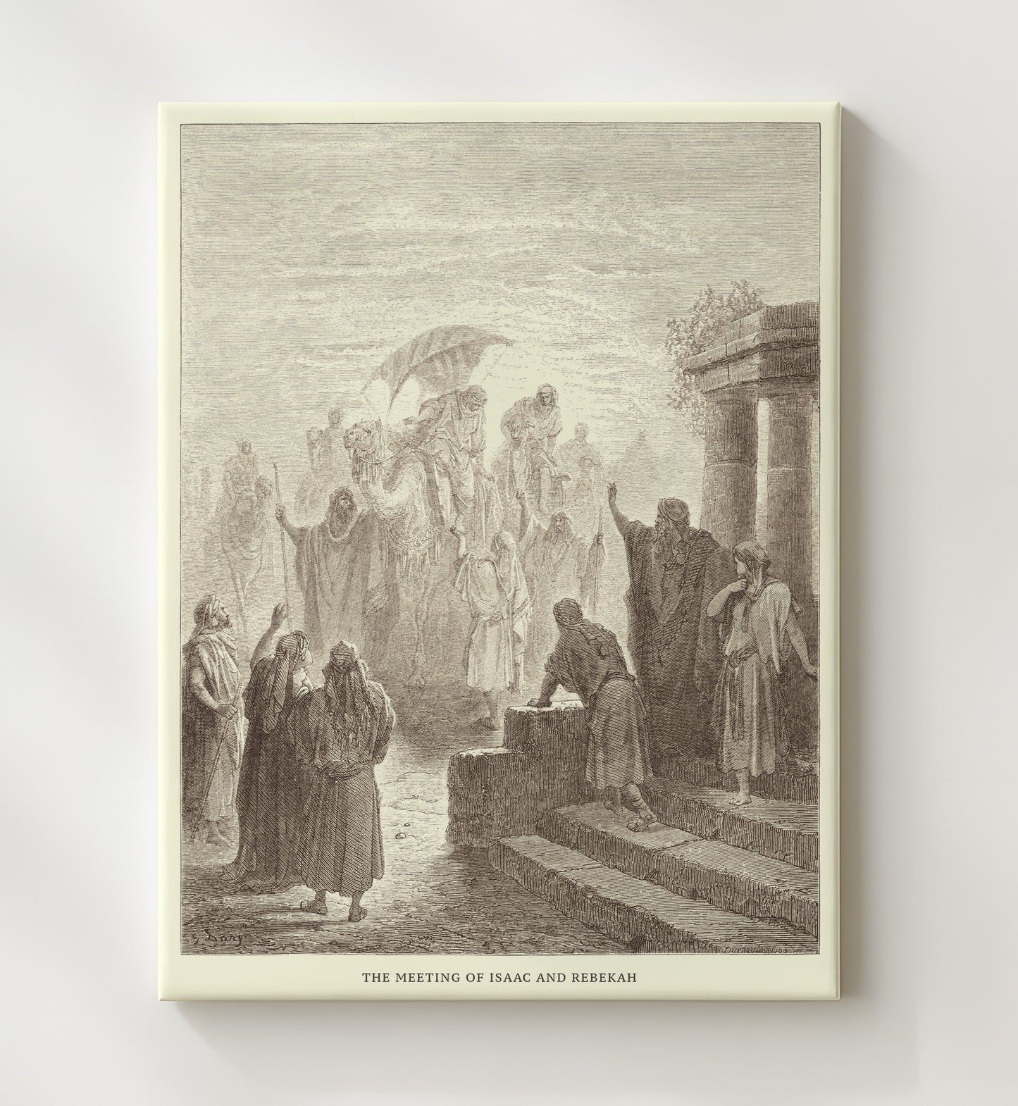 Eliezer and Rebekah at the Well Genesis 24:10-27 Dore Bible Illustration Wall Art 20x24 Canvas wall art print