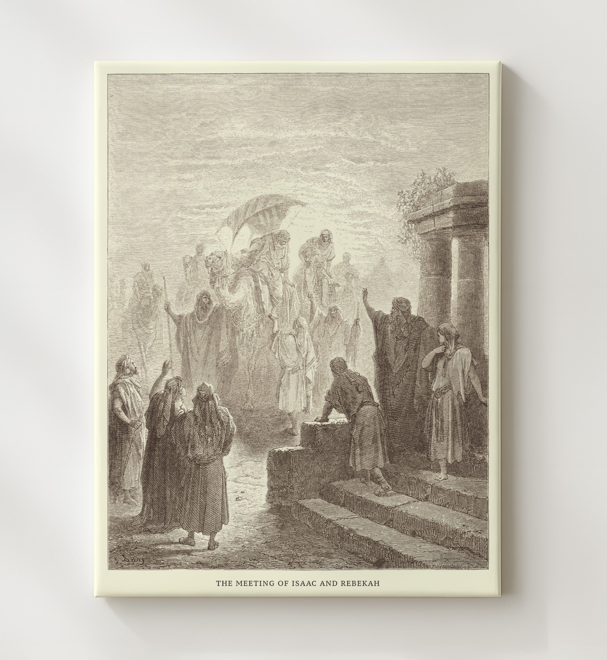 Eliezer and Rebekah at the Well Genesis 24:10-27 Dore Bible Illustration Wall Art 20x24 Canvas wall art print