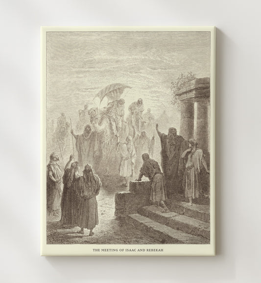 Eliezer and Rebekah at the Well Genesis 24:10-27 by Gustave Doré 8x10 Canvas Bible illustration wall art