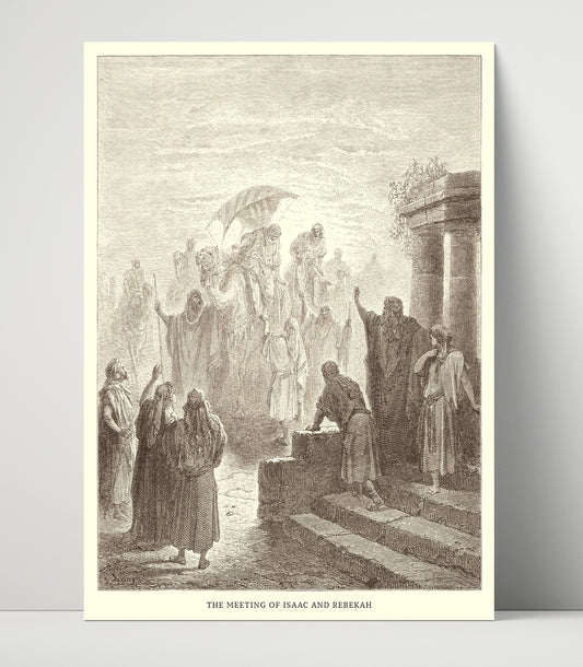 Eliezer and Rebekah at the Well - Genesis 24:10-27 - Doré - 16x20 Unframed Print