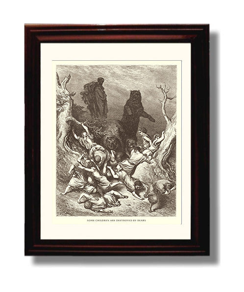 Elijah Ascends to Heaven in a Chariot of Fire 2 Kings 2:11 Dore Bible Illustration Wall Art 8x10 Beveled Frame wall art print