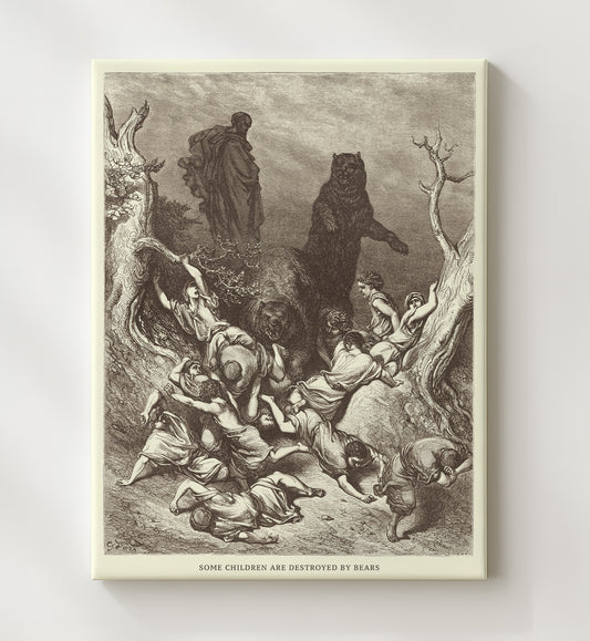 Elijah Ascends to Heaven in a Chariot of Fire 2 Kings 2:11 by Gustave Doré 8x10 Canvas Bible illustration wall art