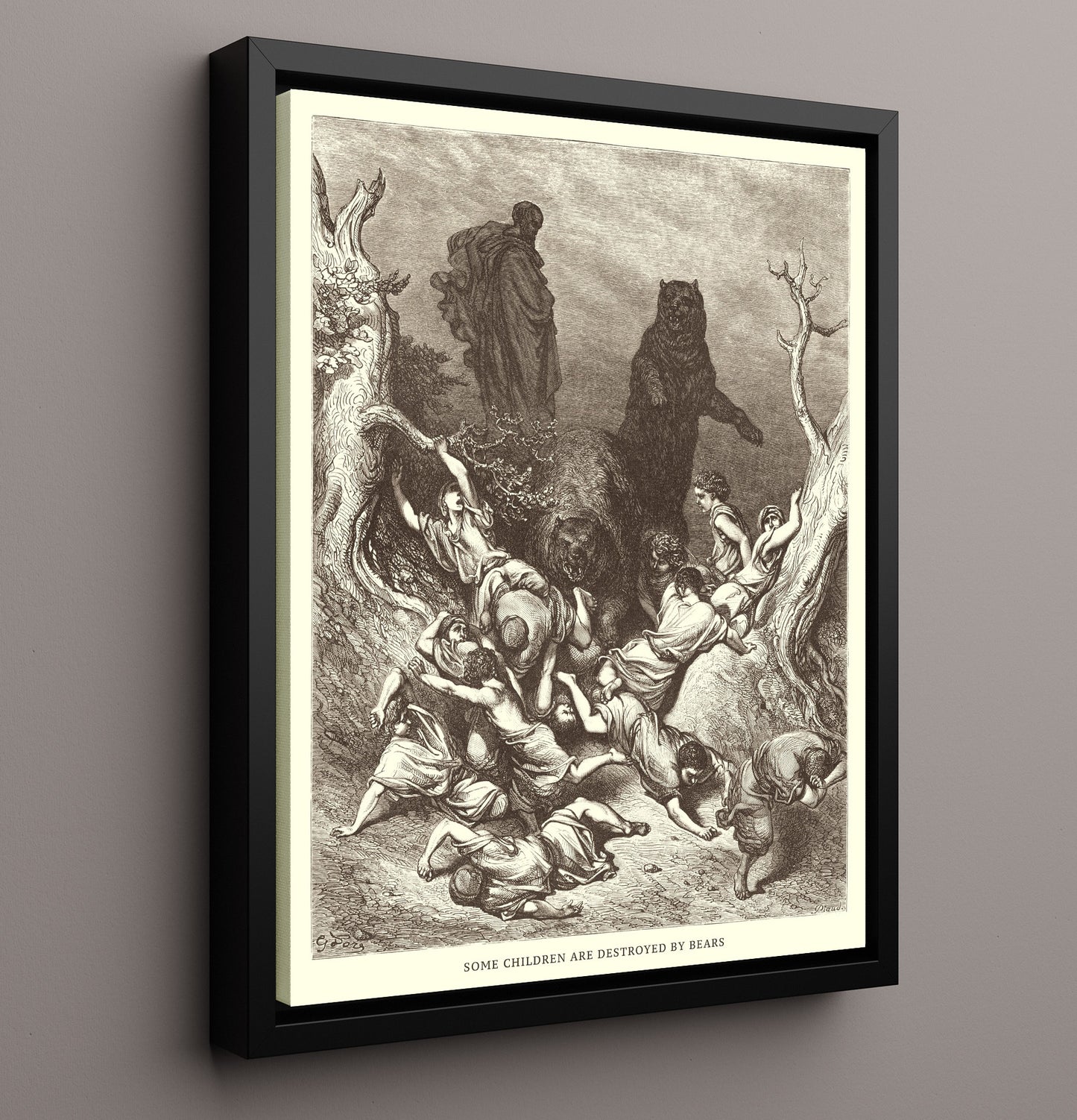 Elijah Ascends to Heaven in a Chariot of Fire 2 Kings 2:11 Dore Bible Illustration Wall Art 16x20 Framed Canvas wall art print