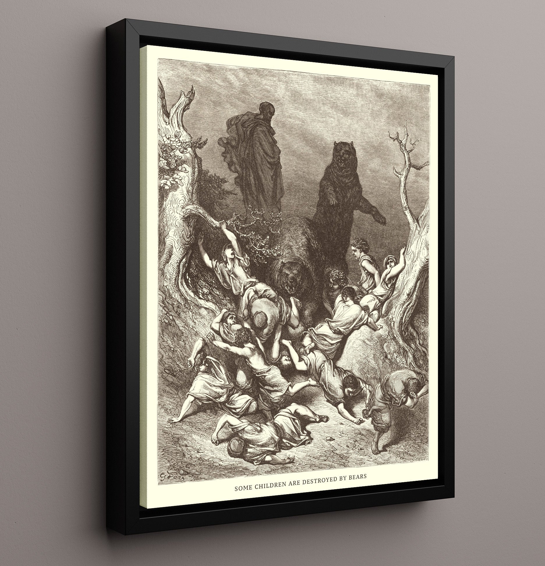 Elijah Ascends to Heaven in a Chariot of Fire 2 Kings 2:11 Dore Bible Illustration Wall Art 16x20 Framed Canvas wall art print