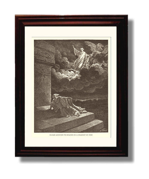 Elijah Destroys the Messengers of Ahaziah 2 Kings 1:9-15 Dore Bible Illustration Wall Art 8x10 Beveled Frame wall art print