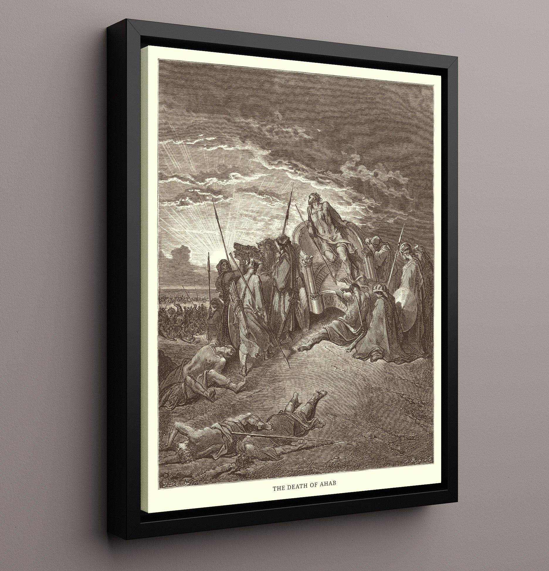 Elijah Is Nourished by an Angel 1 Kings 19:5-8 Dore Bible Illustration Wall Art 16x20 Framed Canvas wall art print