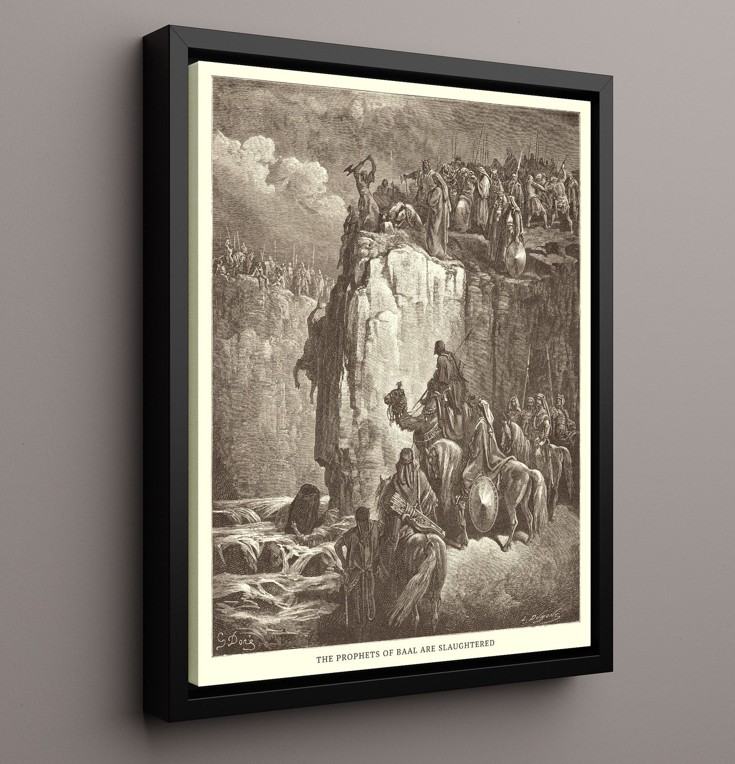 Elijah Raises the Son of the Widow of Zarephath 1 Kings 17:17-24 Dore Bible Illustration Wall Art 16x20 Framed Canvas wall art print