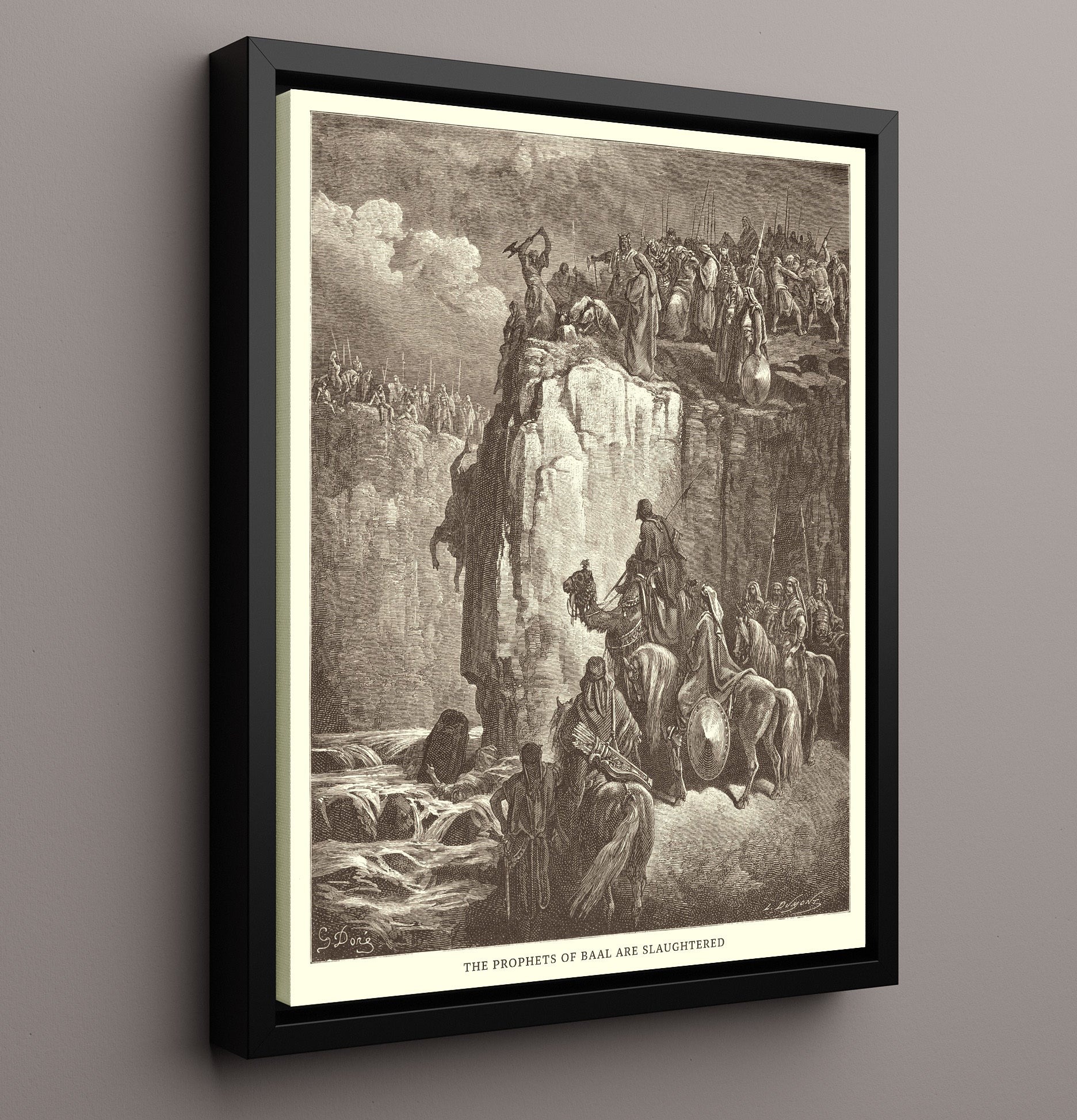 Elijah Raises the Son of the Widow of Zarephath 1 Kings 17:17-24 Dore Bible Illustration Wall Art 16x20 Framed Canvas wall art print