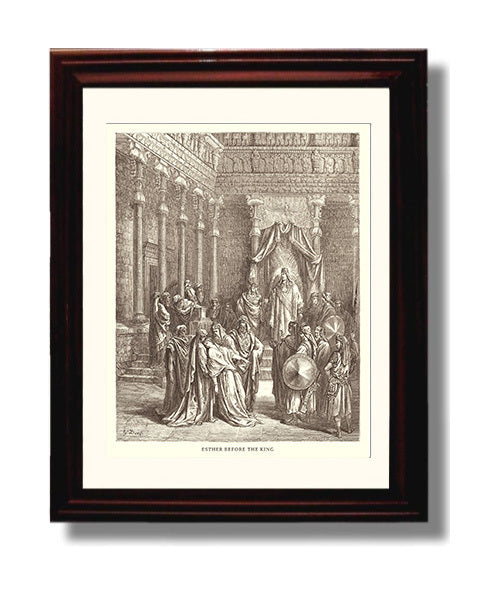 Esther Accuses Haman Esther 7:1-10 Dore Bible Illustration Wall Art 8x10 Beveled Frame wall art print