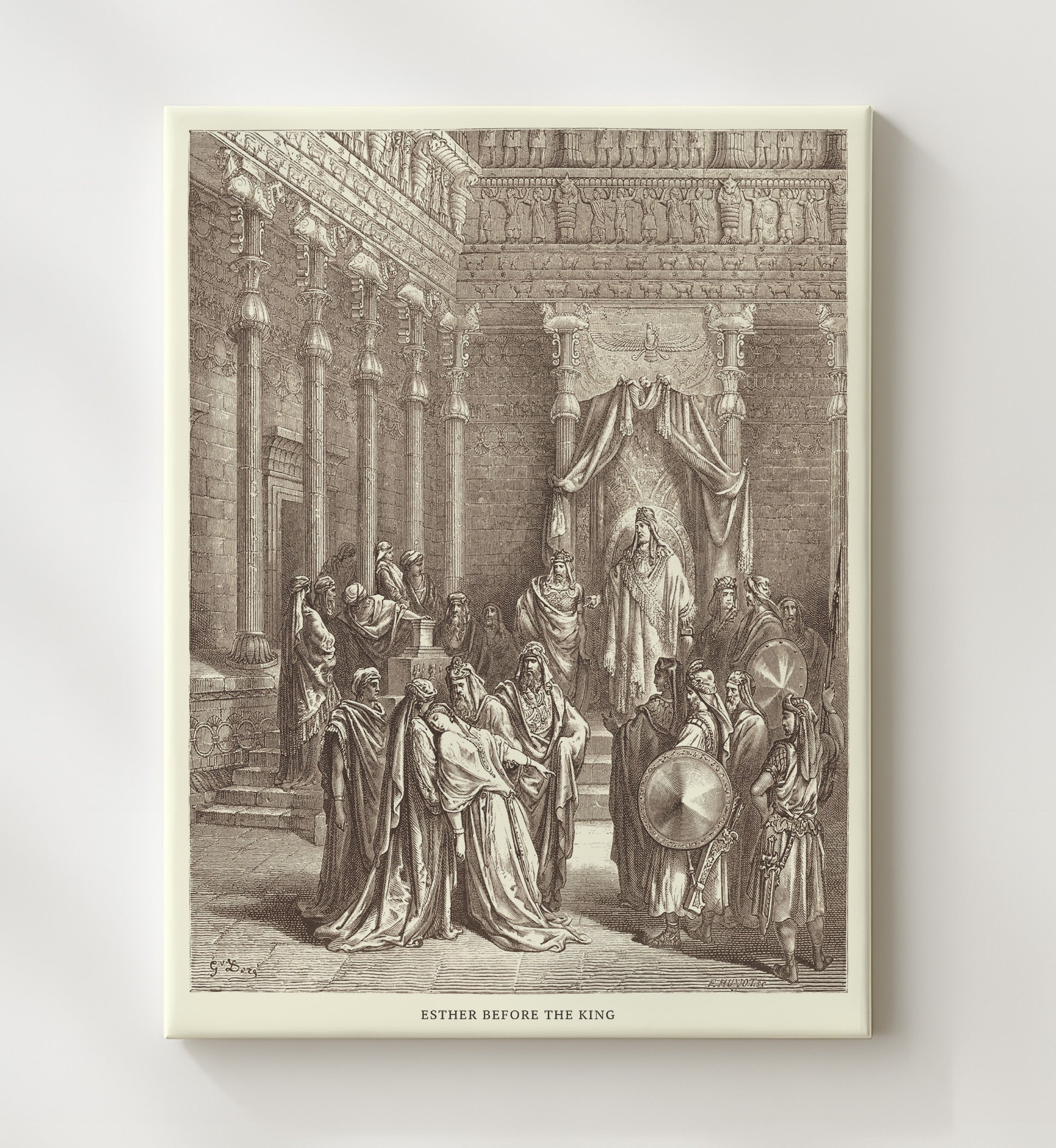 Esther Accuses Haman Esther 7:1-10 Dore Bible Illustration Wall Art 20x24 Canvas wall art print