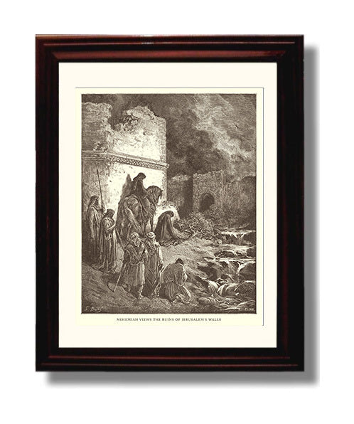 Ezra Kneels in Prayer Ezra 9:5 Dore Bible Illustration Wall Art 8x10 Beveled Frame wall art print
