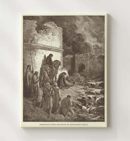 Ezra Kneels in Prayer Ezra 9:5 by Gustave Doré 8x10 Canvas Bible illustration wall art