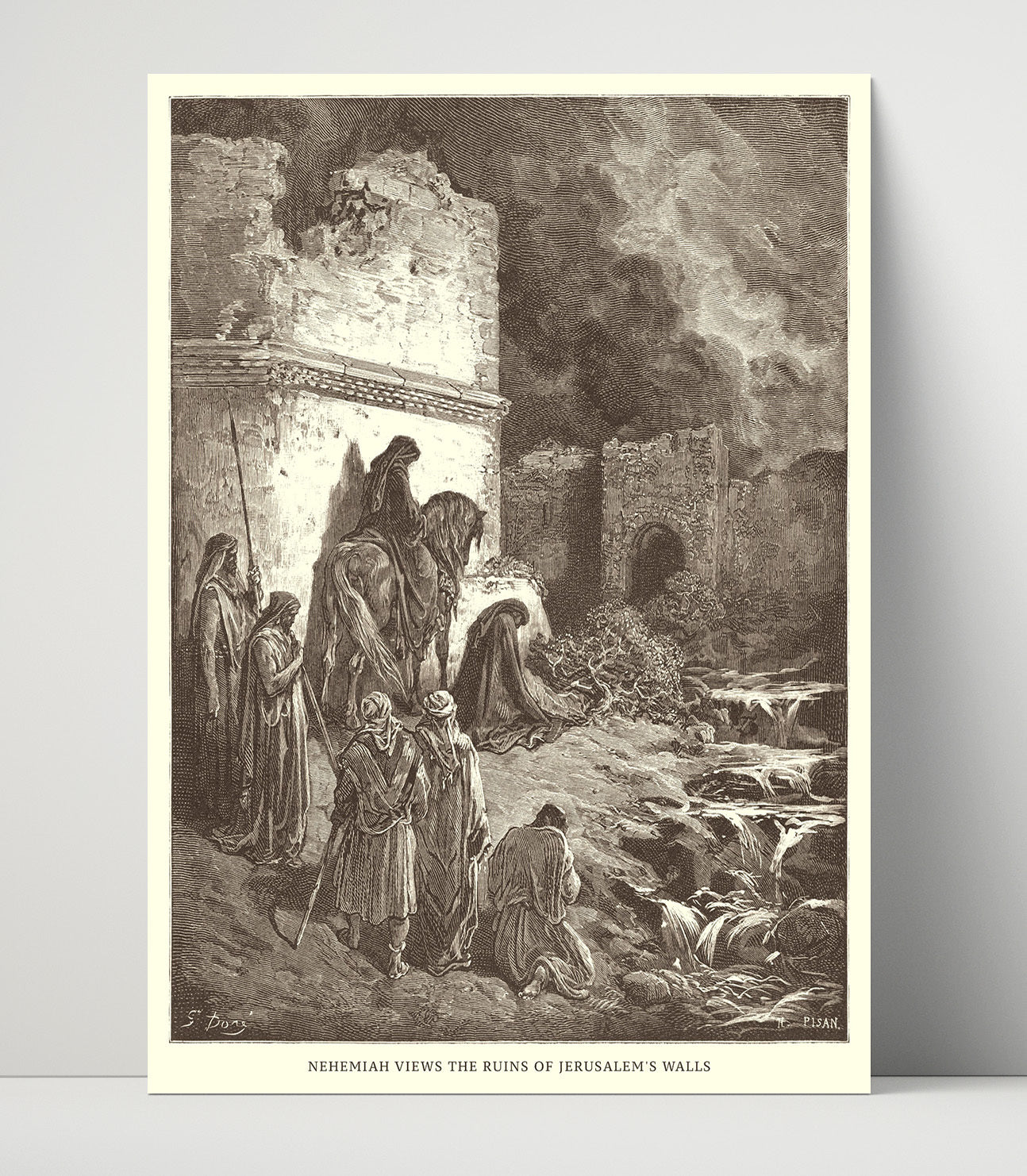 Ezra Kneels in Prayer Ezra 9:5 Dore Bible Illustration Wall Art 16x20 Unframed Print wall art print