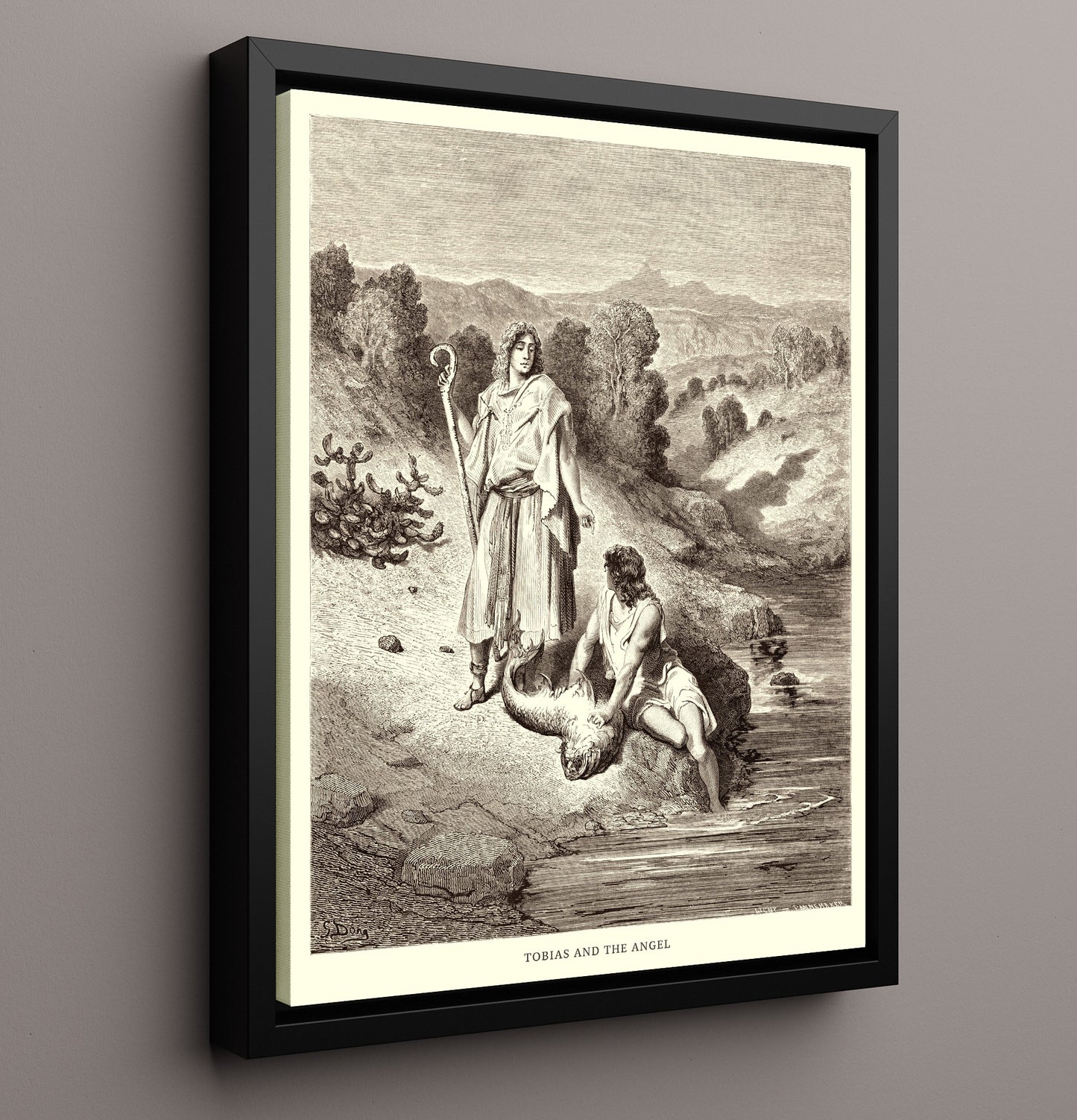 Ezra Reads the Law to the People Nehemiah 8:1-8 Dore Bible Illustration Wall Art 16x20 Framed Canvas wall art print