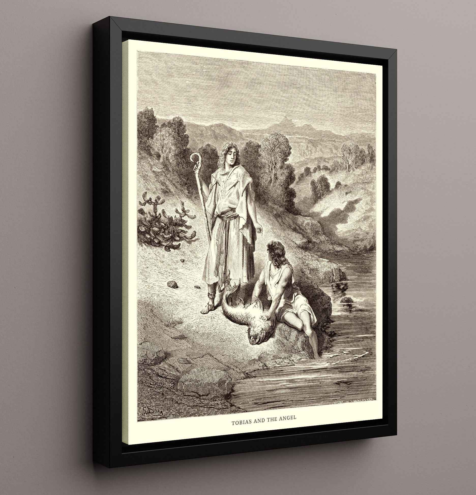 Ezra Reads the Law to the People Nehemiah 8:1-8 Dore Bible Illustration Wall Art 16x20 Framed Canvas wall art print