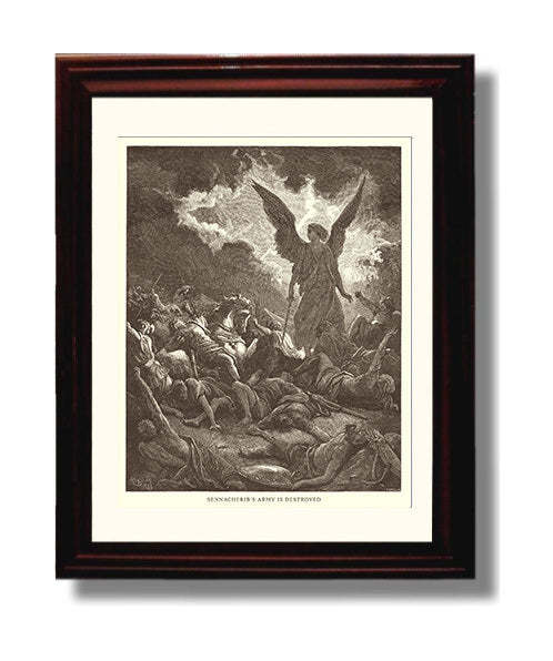 Foreign Nations Are Slain by Lions in Samaria 2 Kings 17:24-26 Dore Bible Illustration Wall Art 8x10 Beveled Frame wall art print