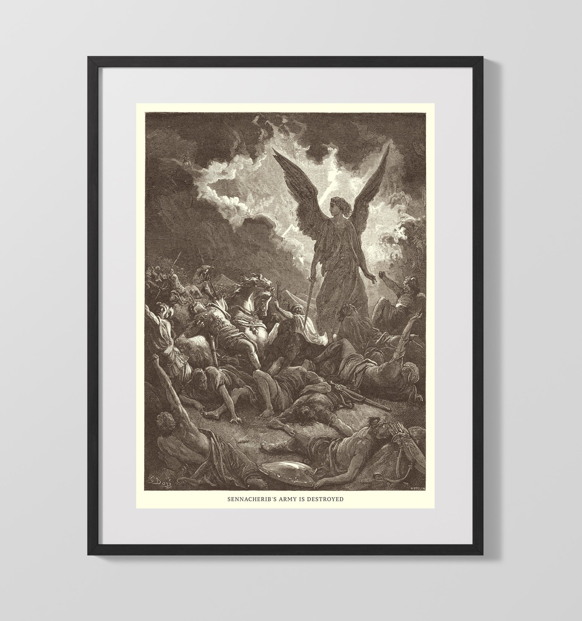 Foreign Nations Are Slain by Lions in Samaria 2 Kings 17:24-26 Dore Bible Illustration Wall Art 16x20 Gallery Frame wall art print