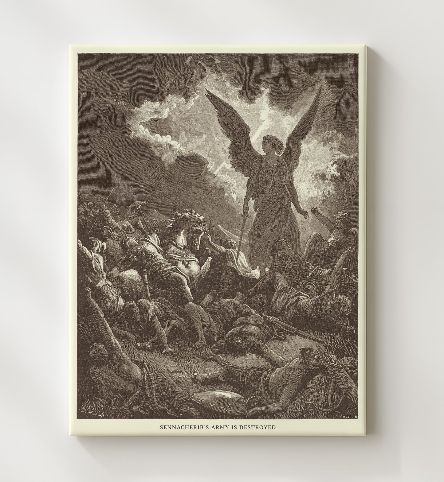 Foreign Nations Are Slain by Lions in Samaria 2 Kings 17:24-26 Dore Bible Illustration Wall Art 20x24 Canvas wall art print
