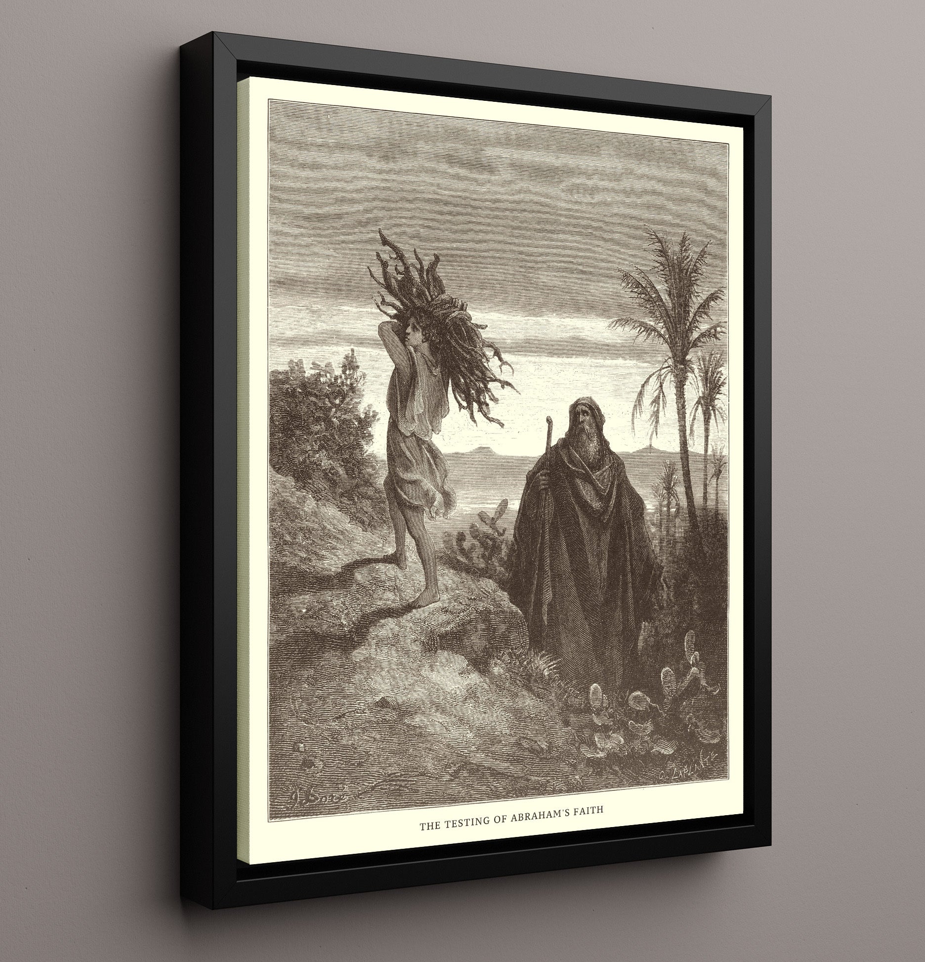Hagar and Ishmael in the Wilderness Genesis 21:14-21 Dore Bible Illustration Wall Art 16x20 Framed Canvas wall art print