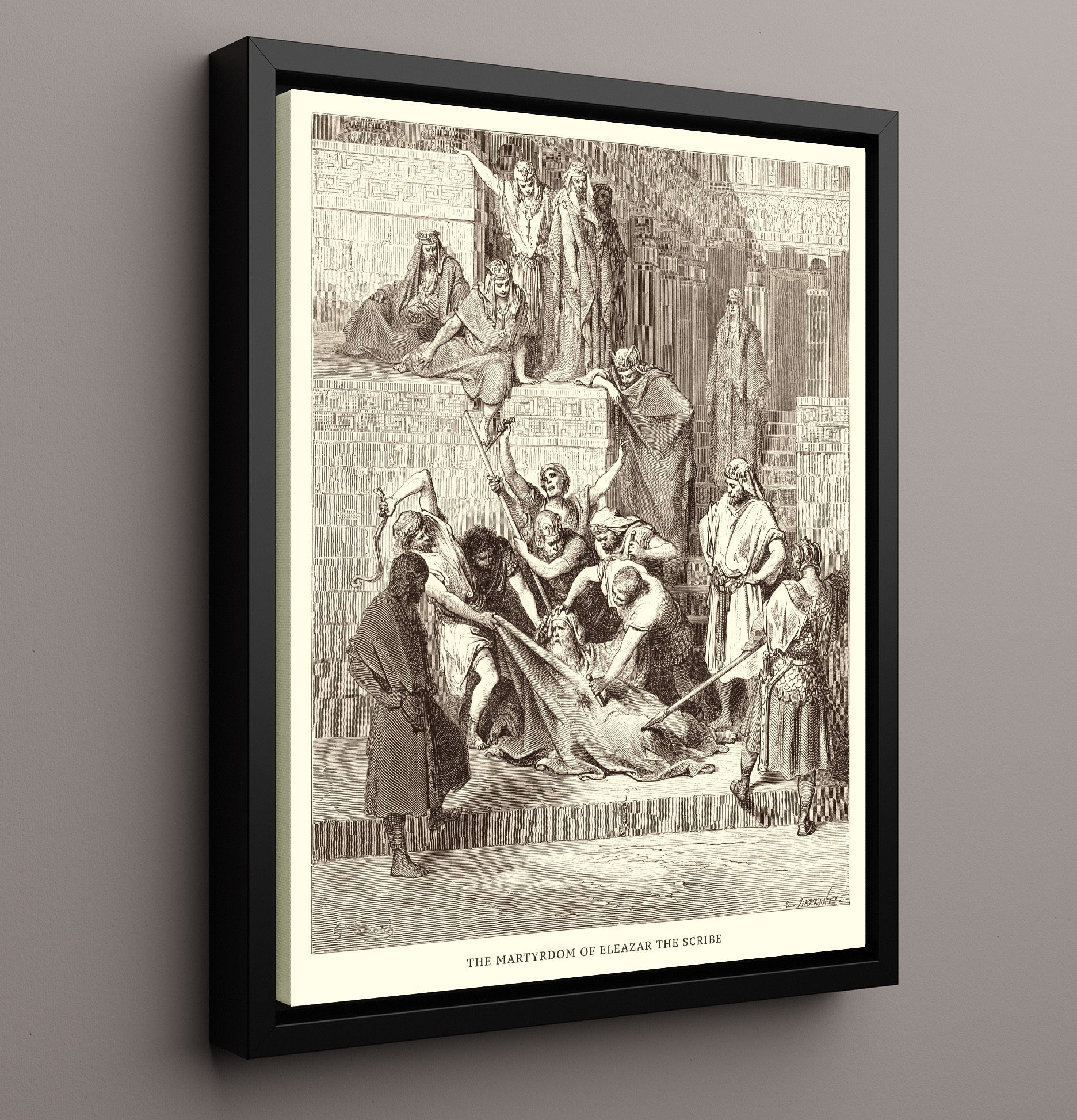 Heliodorus Is Cast Down 2 Maccabees 3-24-28 Dore Bible Illustration Wall Art 16x20 Framed Canvas wall art print