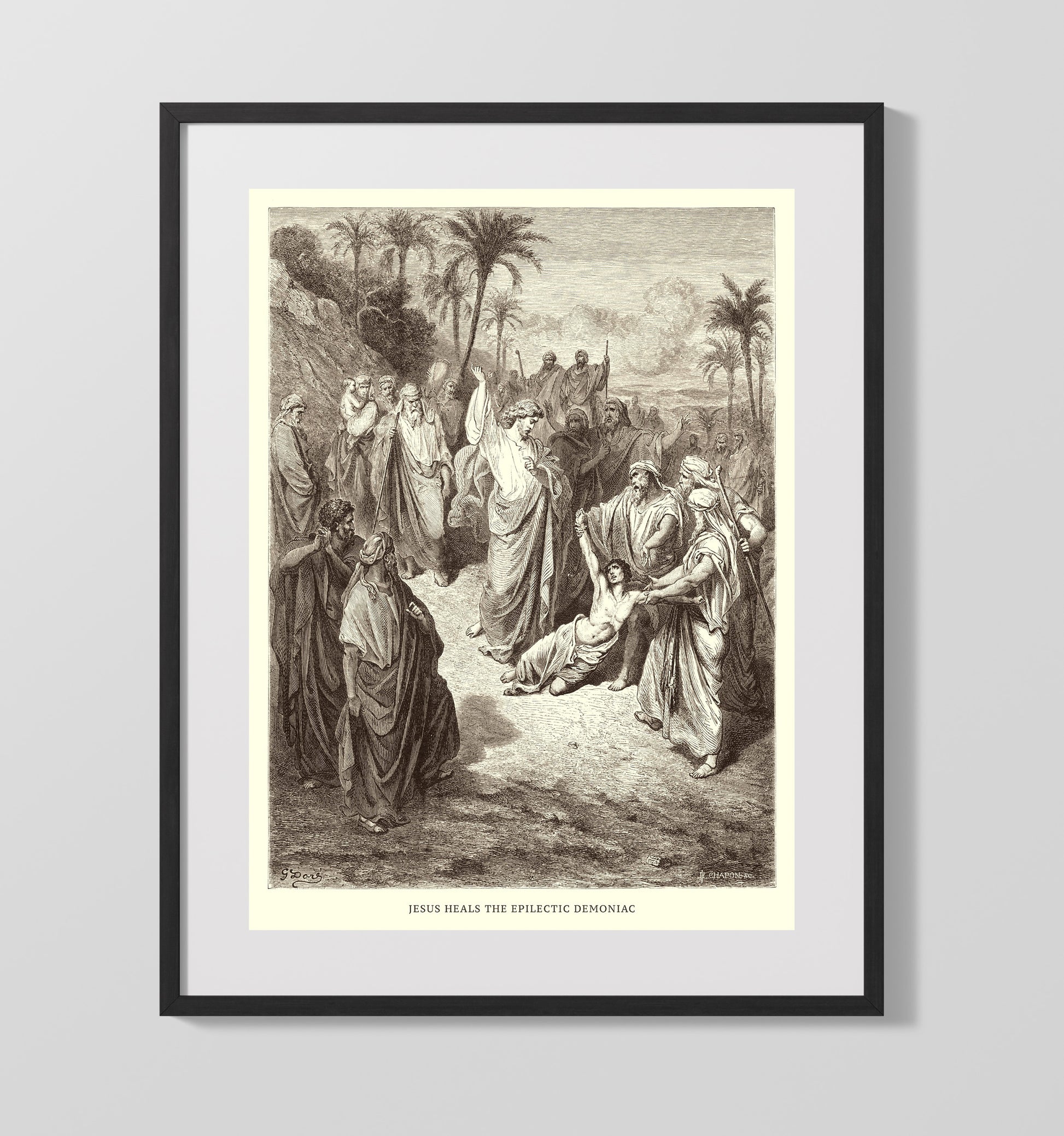 Herods Daughter Receives the Head of John the Baptist Matthew 14:6-11 Dore Bible Illustration Wall Art 16x20 Gallery Frame wall art print