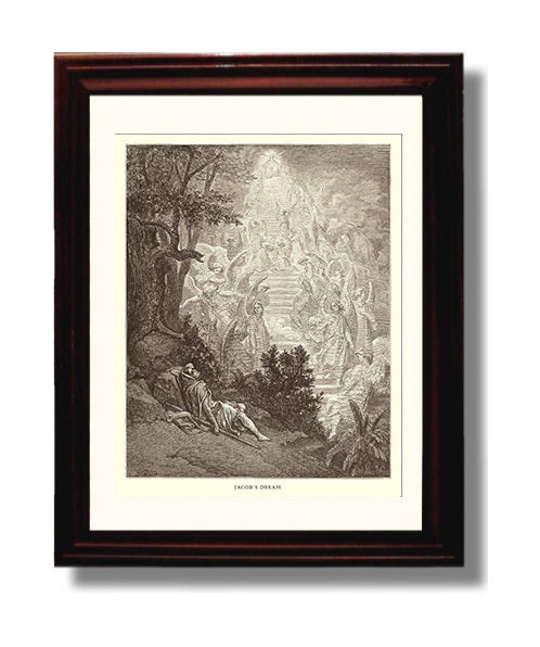 Isaac Blesses Jacob Genesis 27:1-29 Dore Bible Illustration Wall Art 8x10 Beveled Frame wall art print
