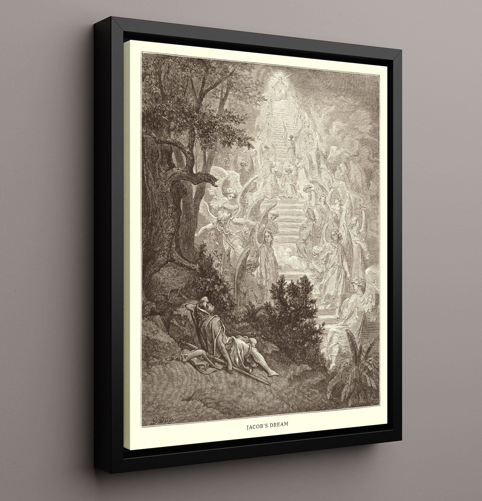Isaac Blesses Jacob Genesis 27:1-29 Dore Bible Illustration Wall Art 16x20 Framed Canvas wall art print