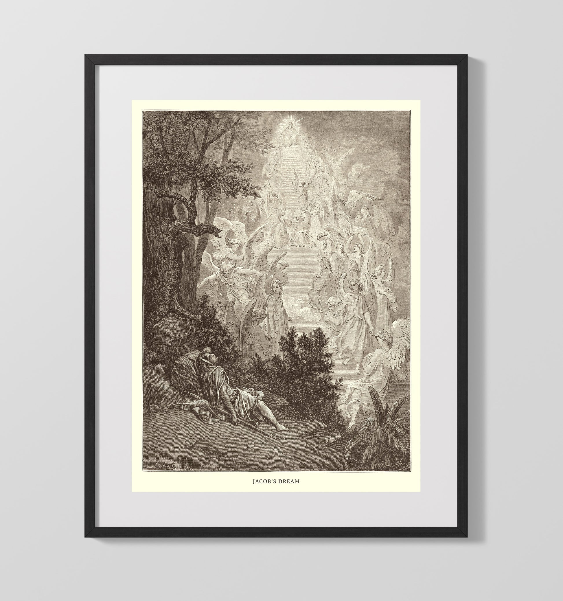 Isaac Blesses Jacob Genesis 27:1-29 Dore Bible Illustration Wall Art 16x20 Gallery Frame wall art print
