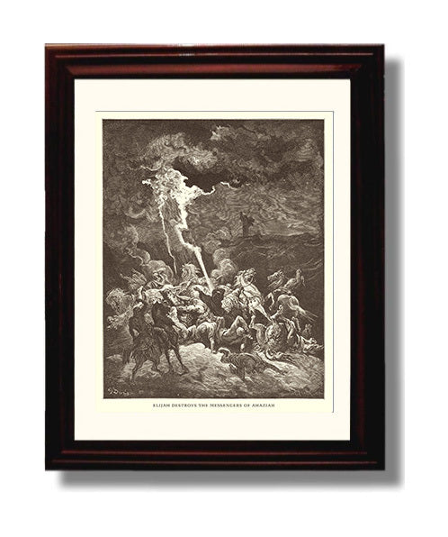 Jabesh-Gileadites Recover the Bodies of Saul and His Sons 1 Samuel 31:11-13 Dore Bible Illustration Wall Art 8x10 Beveled Frame wall art print