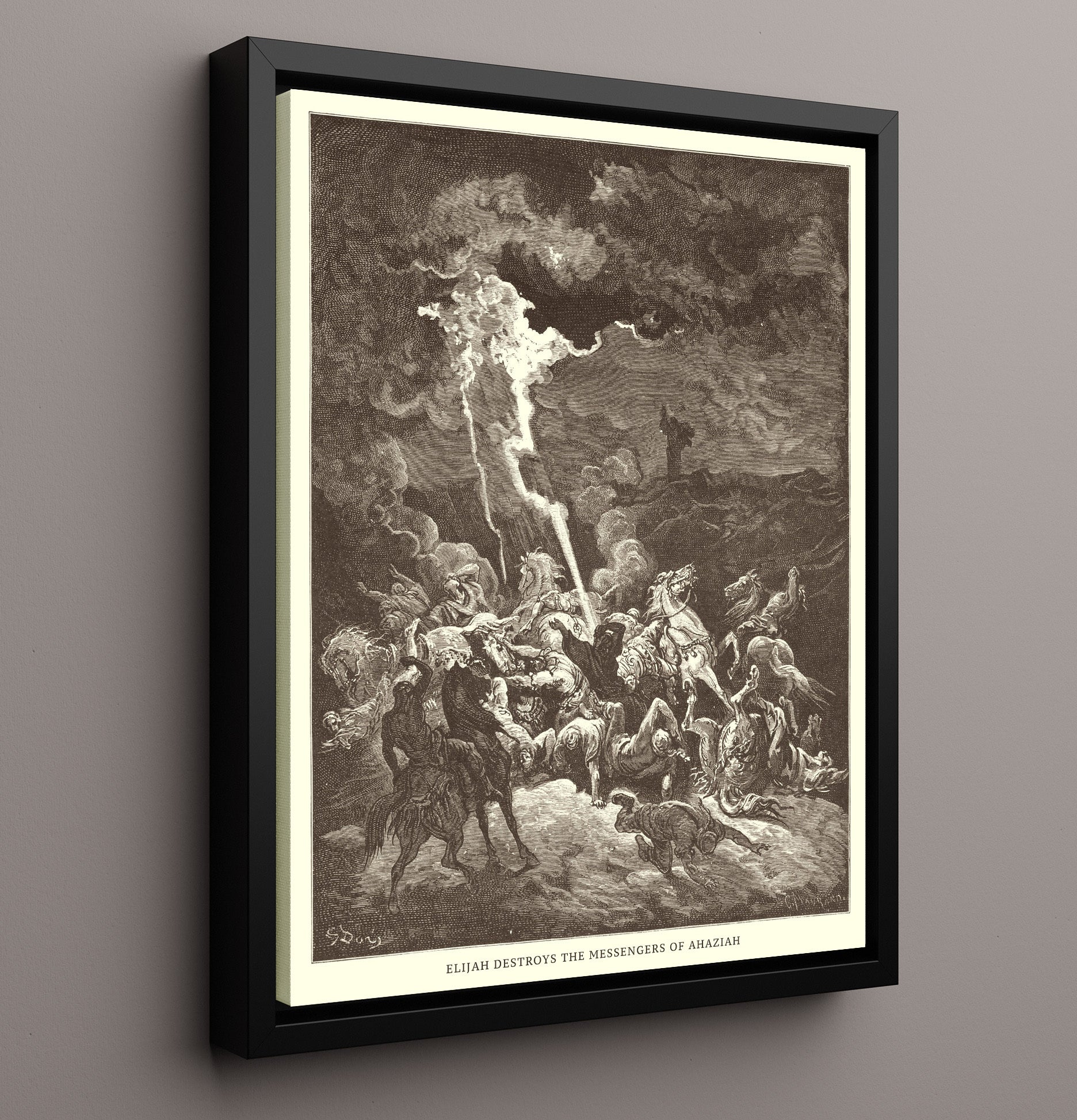 Jabesh-Gileadites Recover the Bodies of Saul and His Sons 1 Samuel 31:11-13 Dore Bible Illustration Wall Art 16x20 Framed Canvas wall art print