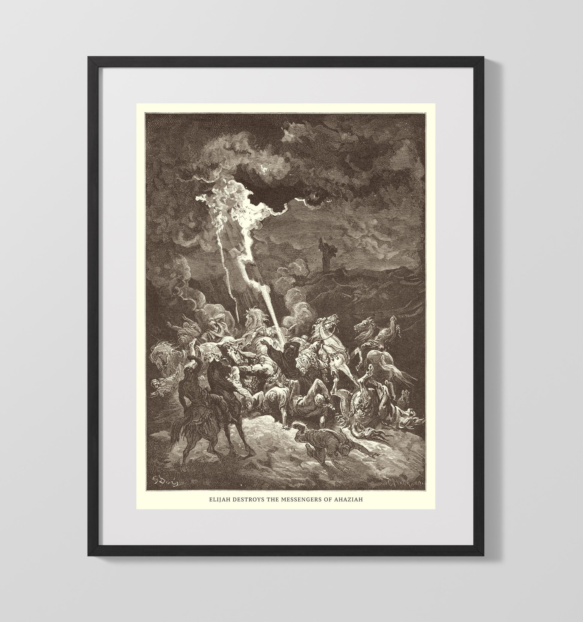 Jabesh-Gileadites Recover the Bodies of Saul and His Sons 1 Samuel 31:11-13 Dore Bible Illustration Wall Art 16x20 Gallery Frame wall art print