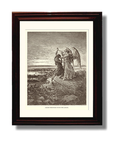 Jacob Prays for Protection Genesis 32:9-12 Dore Bible Illustration Wall Art 8x10 Beveled Frame wall art print