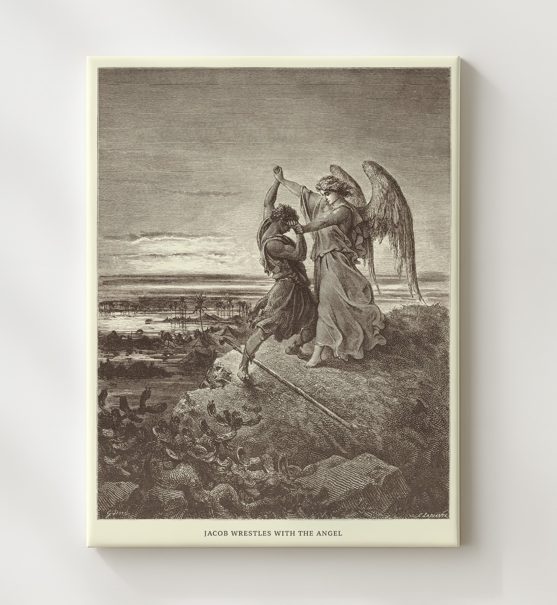 Jacob Prays for Protection Genesis 32:9-12 Dore Bible Illustration Wall Art 20x24 Canvas wall art print