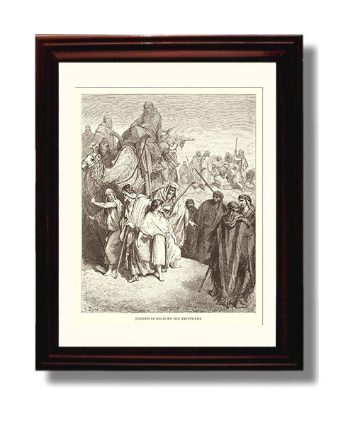 Jacob and Esau Meet Genesis 33:1-17 Dore Bible Illustration Wall Art 8x10 Beveled Frame wall art print