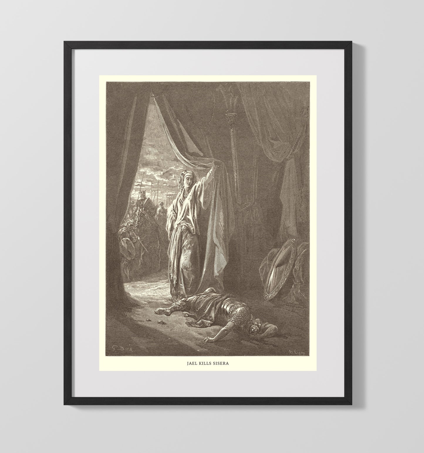 Jael Kills Sisera Judges 4:21 Dore Bible Illustration Wall Art 16x20 Gallery Frame wall art print