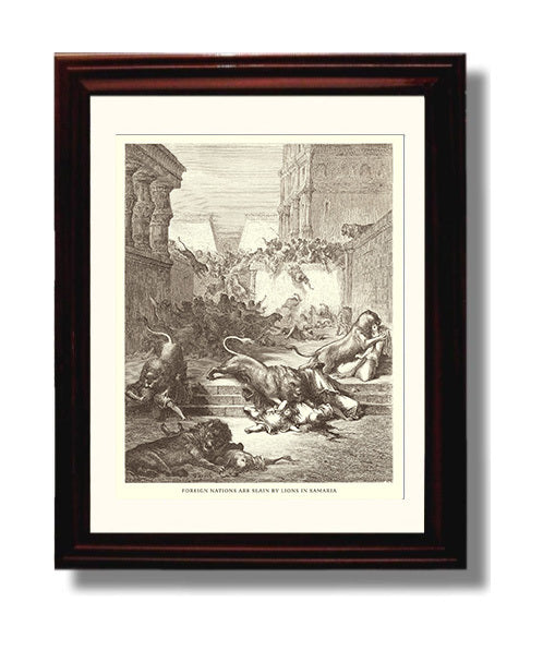 Jehus Companions Find Jezebels Remains 2 Kings 9:34-37 Dore Bible Illustration Wall Art 8x10 Beveled Frame wall art print