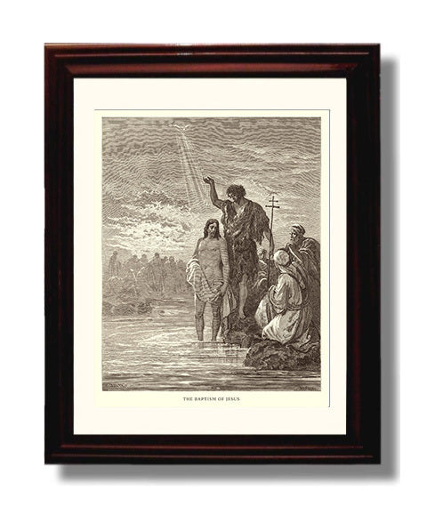 Jesus Ascends to Heaven Acts 1:9-11 Dore Bible Illustration Wall Art 8x10 Beveled Frame wall art print