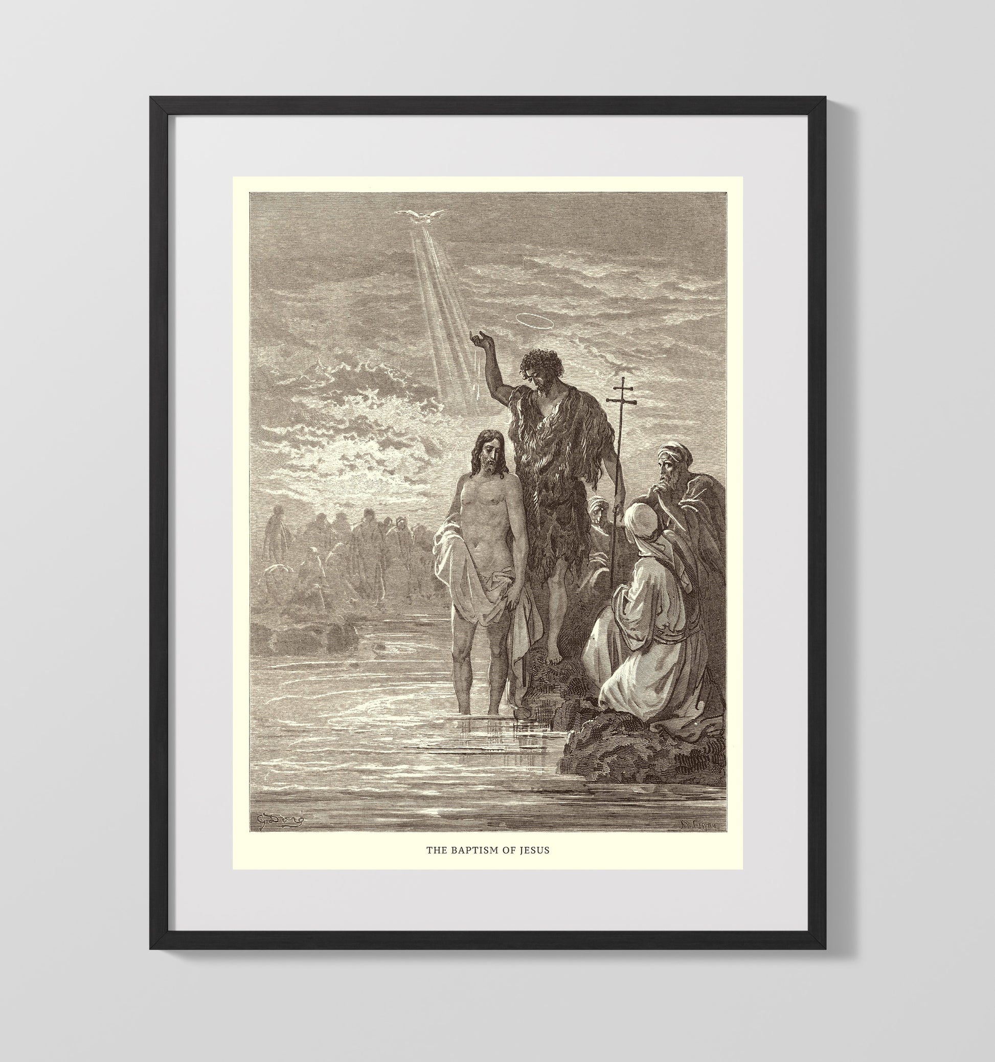 Jesus Ascends to Heaven Acts 1:9-11 Dore Bible Illustration Wall Art 16x20 Gallery Frame wall art print