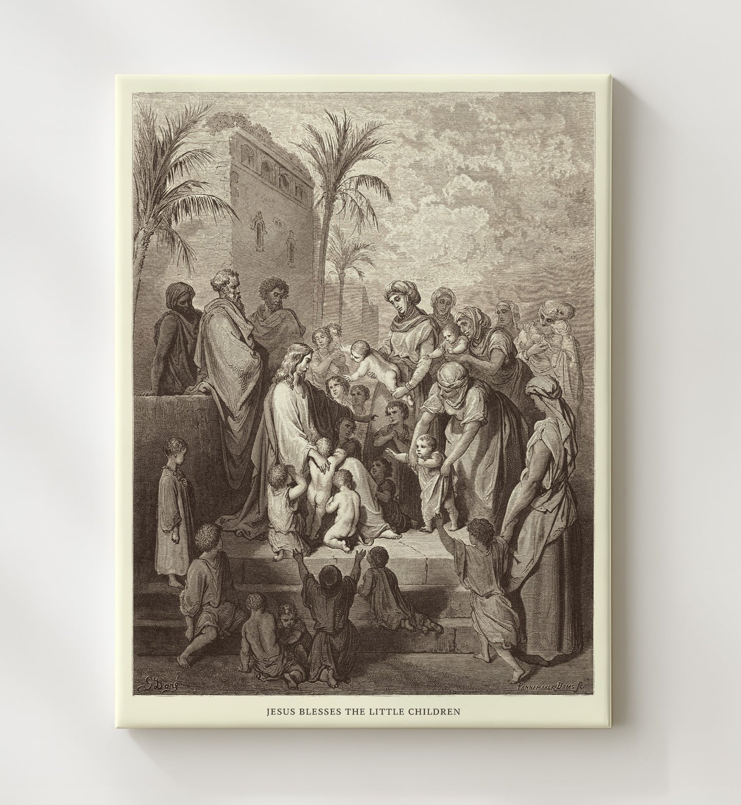 Jesus Blesses the Little Children Matthew 19:13-15 Dore Bible Illustration Wall Art 20x24 Canvas wall art print