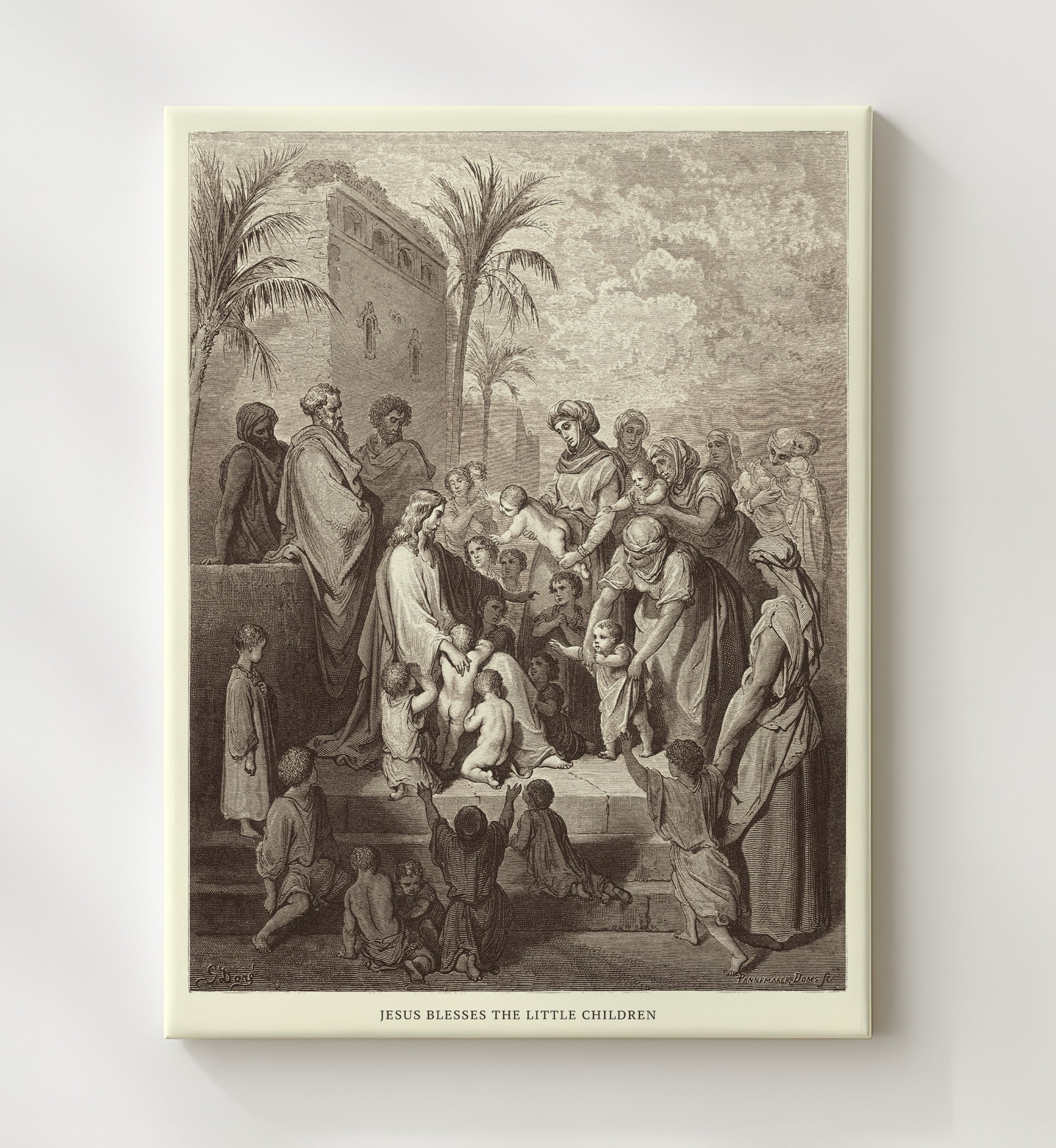 Jesus Blesses the Little Children Matthew 19:13-15 Dore Bible Illustration Wall Art 20x24 Canvas wall art print