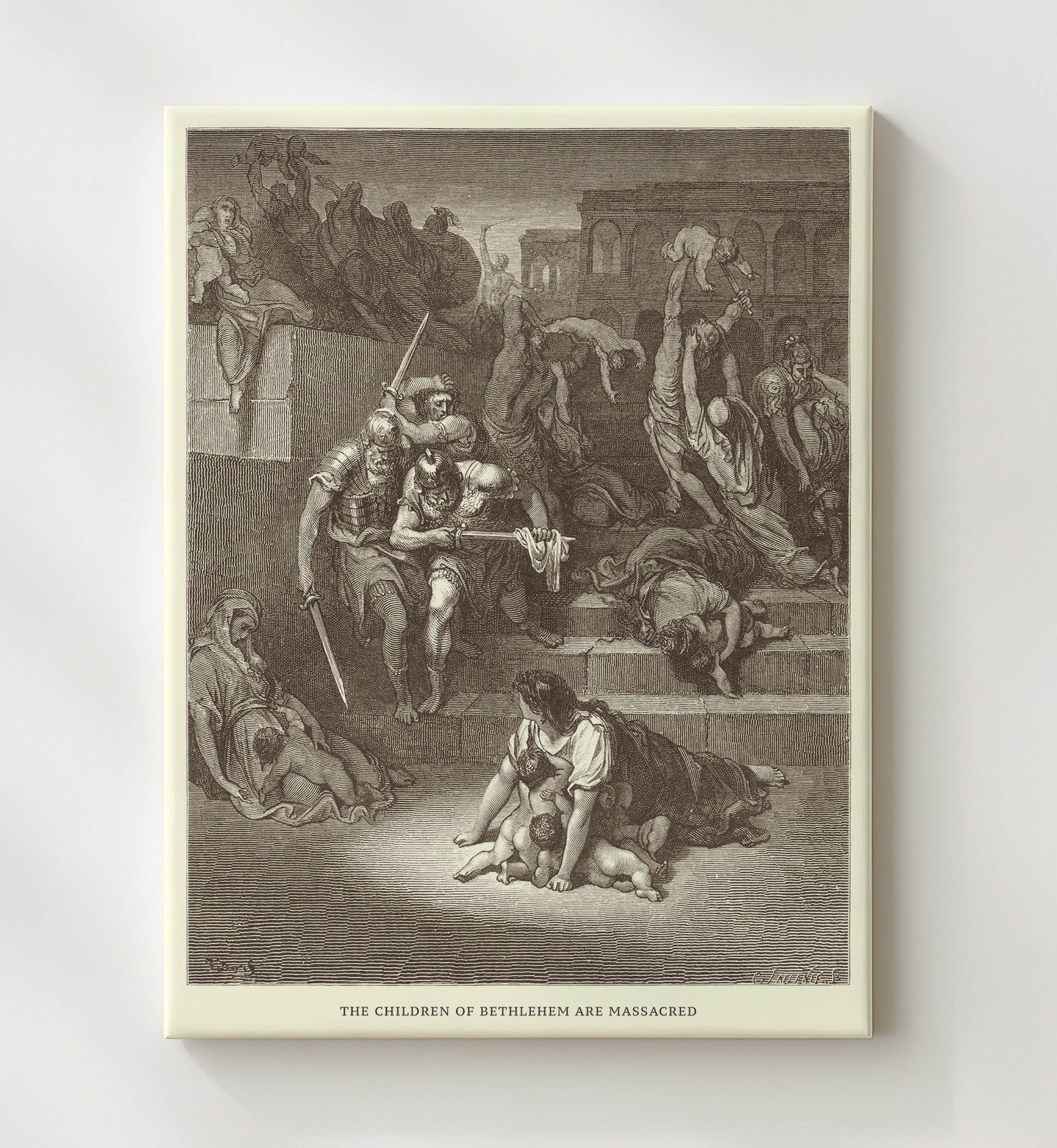Jesus Enters into Jerusalem Matthew 21:1-11 Dore Bible Illustration Wall Art 20x24 Canvas wall art print