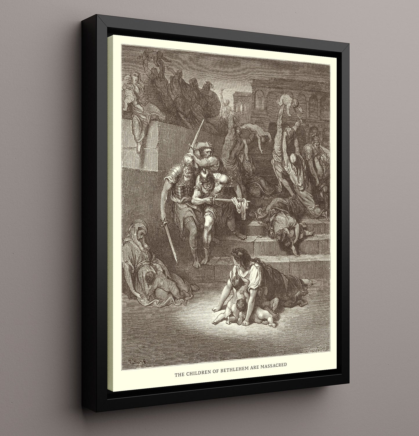 Jesus Enters into Jerusalem Matthew 21:1-11 Dore Bible Illustration Wall Art 16x20 Framed Canvas wall art print