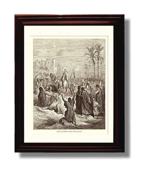 Jesus Feeds the Multitudes Matthew 14:13-21 Dore Bible Illustration Wall Art 8x10 Beveled Frame wall art print
