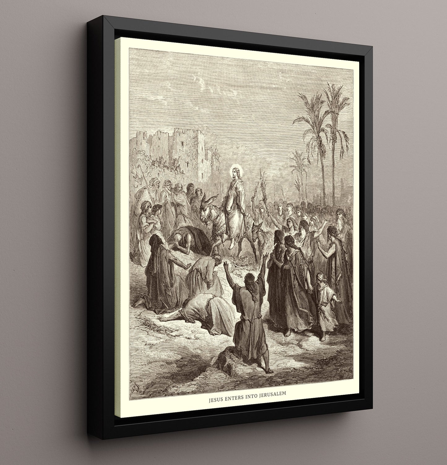 Jesus Feeds the Multitudes Matthew 14:13-21 Dore Bible Illustration Wall Art 16x20 Framed Canvas wall art print