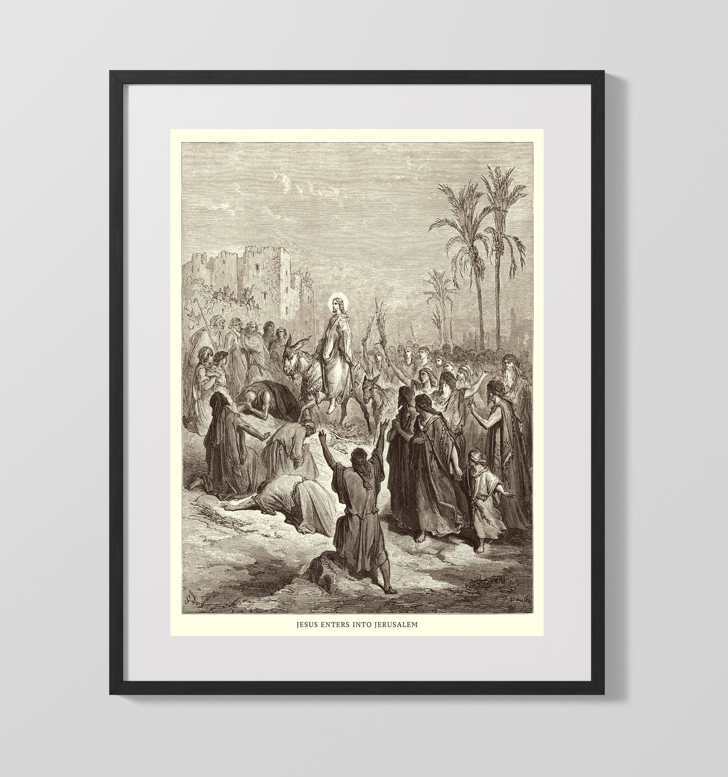 Jesus Feeds the Multitudes Matthew 14:13-21 Dore Bible Illustration Wall Art 16x20 Gallery Frame wall art print