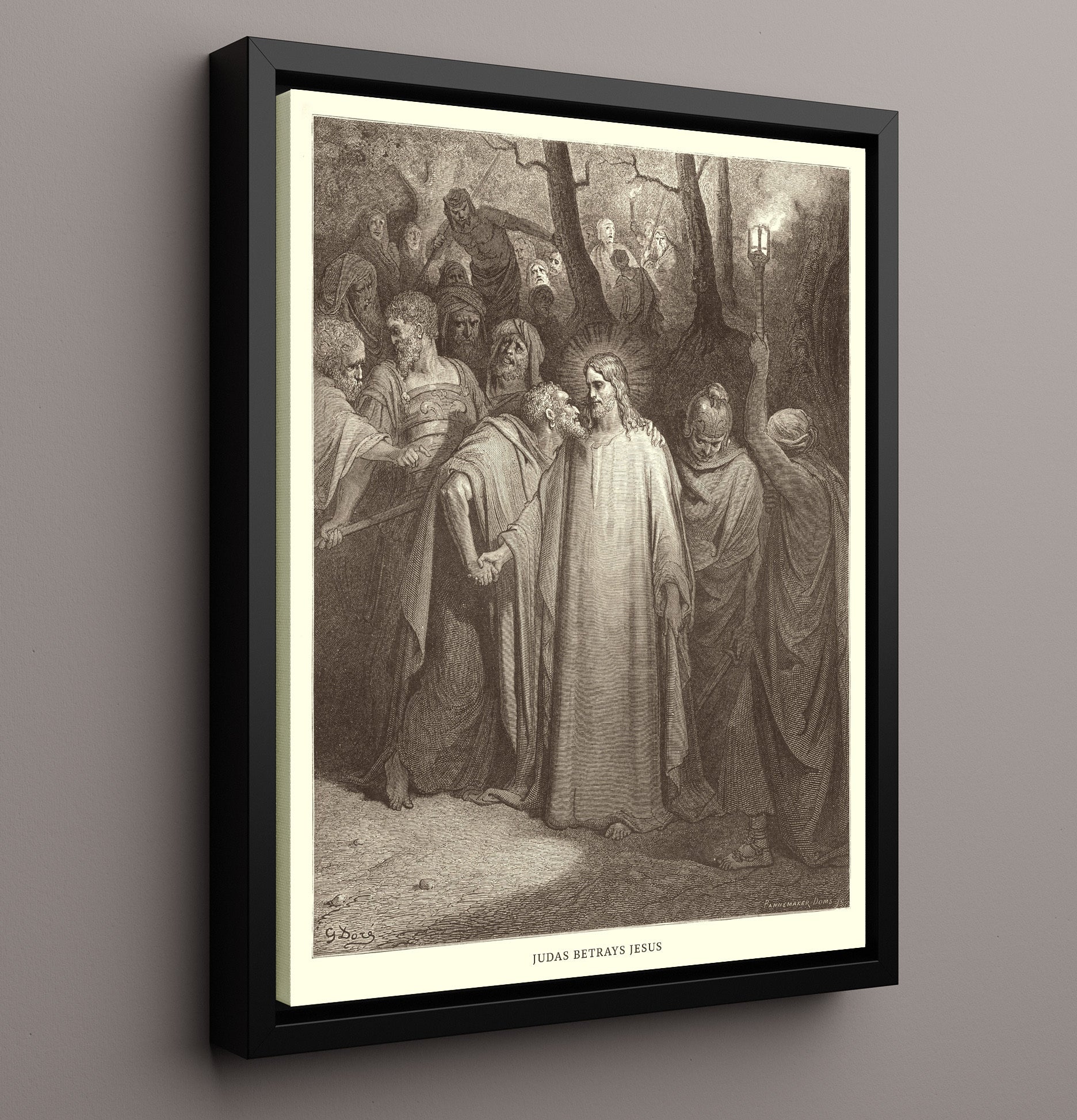 Jesus Heals a Demoniac Mark 1:21-28 Dore Bible Illustration Wall Art 16x20 Framed Canvas wall art print